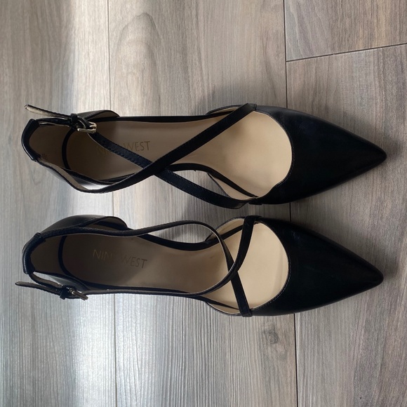 Nine West Heels with Cross Strap Black 7.5 - Picture 1 of 11